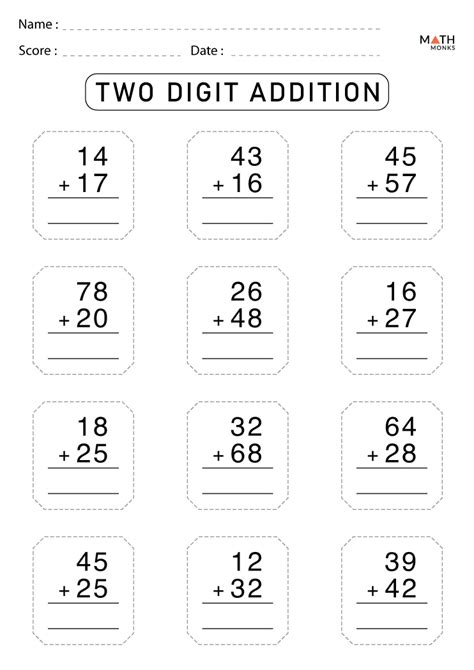 2 digit addition worksheets|2 Digit Addition Worksheets with Answer Key .